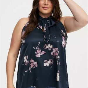 torrid Navy Floral Tie-Neck Halter Camisole